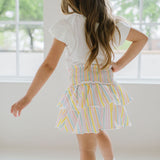 Ruffle Skort in Pastel Stripe