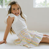 Ruffle Skort in Pastel Stripe